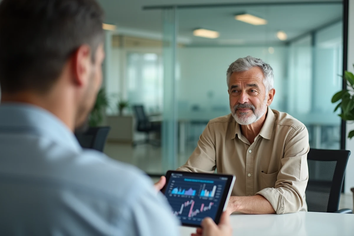Homme en réunion avec un conseiller financier pour optimiser ses points de retraite